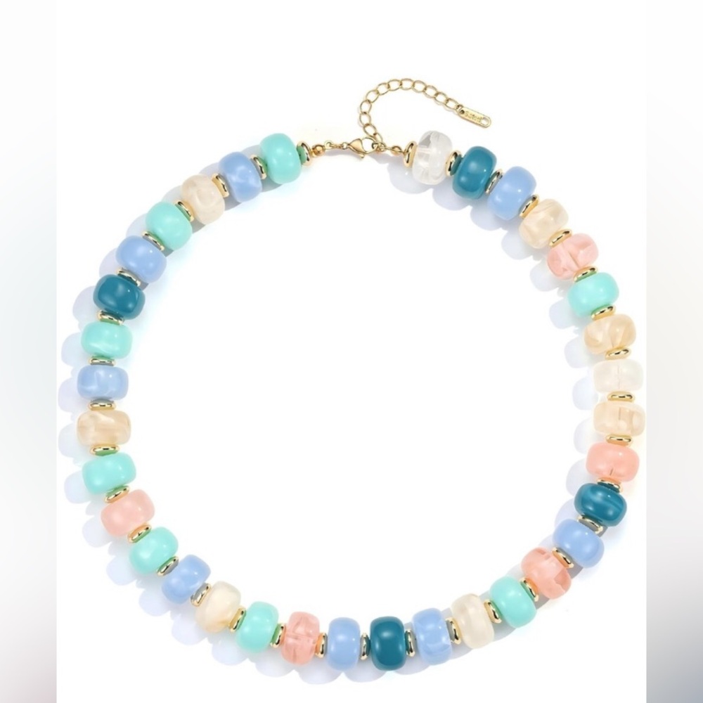 Pastel Bead Necklace - Blue, Mint, Pink, Cream, Teal